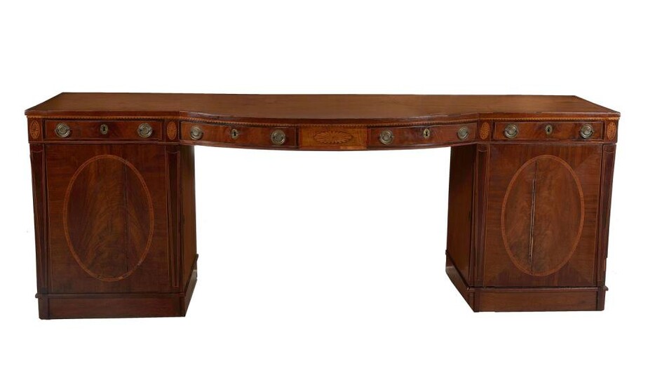*Regency inlaid mahogany pedestal sideboard