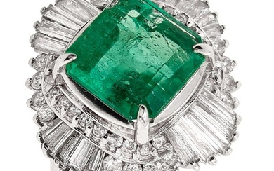 Ring Platinum Emerald - Diamond