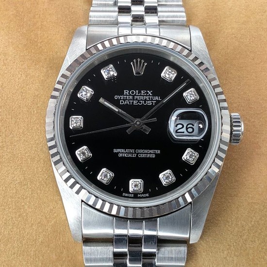 Rolex - Datejust Black Diamond Dial - 16234 - Unisex - 1990-1999