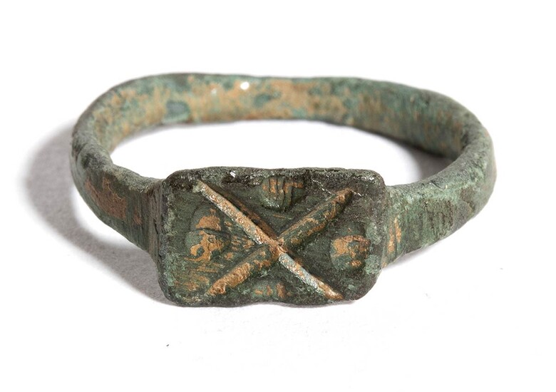 Roman Bronze Ring, 3rd - 5th century AD; diam...