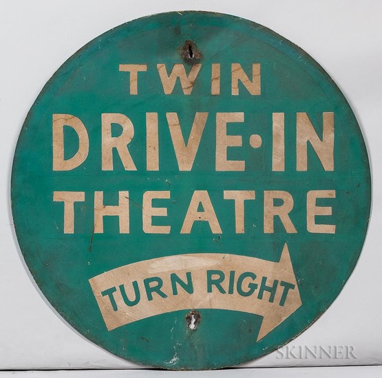 Round "Twin Drive-In Theater" Sign