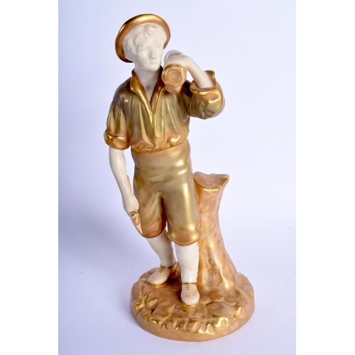 Royal Worcester figure of a woodsman decorated in two tone s...