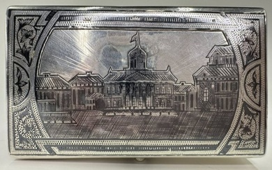 Russian silver niello box, c1887