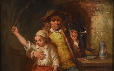 S. van Werd (XVIII) - Interior with father and daughter