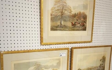 SET 3 FRAMED 1824 ENGLISH HAND COLORED LITHOS THE