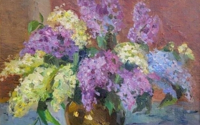 SLAVA LIVSHITS (1915-1995, Ukrainian) 'Still life with Lilac' 1960,...