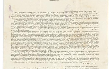 (SLAVERY & ABOLITION.) Circular letter attempting to launch an anti-slavery newspaper in Virginia.