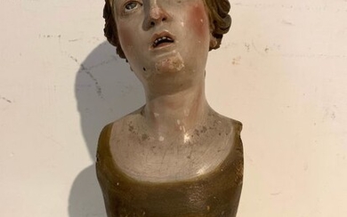 Scuola Napoletana - Figure, Sculpture, Sorrowful (1) - Folk Art - Glass, Wood - 18th century
