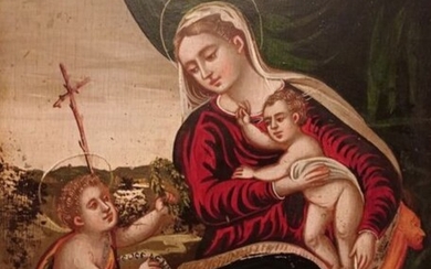 Scuola veneto cretese (XVII) - Madonna con bambino e San Giovannino