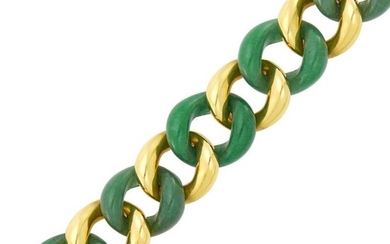 Seaman Schepps Gold and Aventurine Quartz Curb Link Bracelet