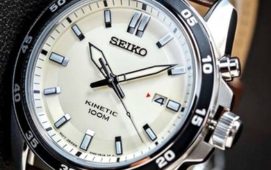 Seiko -Watch Kinetik Rare Overseas Model Cal. 5M82White Dial Date- New