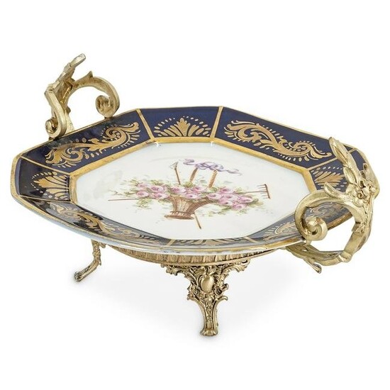 Sevres Plate On Brass Stand