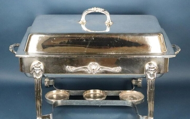 Silver Plate Footed Three Burner Chafing Dish