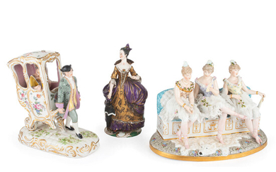 Six Continental Porcelain Figures with Polychrome Enamel Decoration