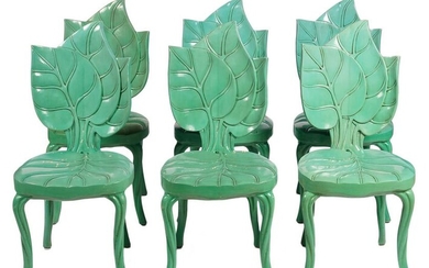 Six Hand Carved Bartolozzi & Maioli Leaf Chairs