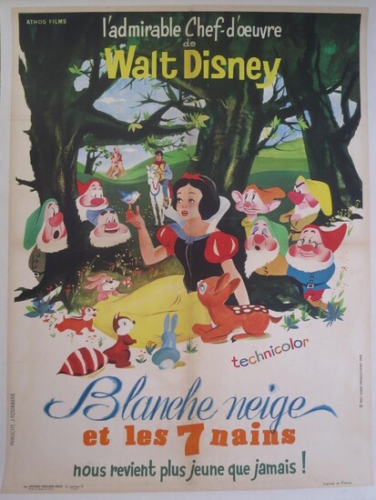 Snow White and the Seven Dwarfs (1937) Cartoon by Walt Disney Canvas poster 0.60 × 0.80 m Released 1962, Walt Disney productions /ATHOS films Gaillard Paris posters