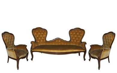 Sofa and two armchairs, 19th century Louis Philippe