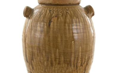 Southern Stoneware Storage Jar, Stamped: W.F. Hahn