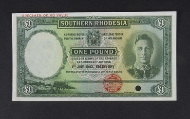 Specimen Bank Note: Southern Rhodesia specimen 1 Pound