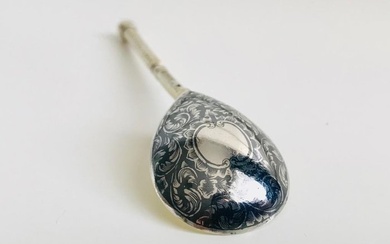 Spoon niello B.C - Tea spoon (1) - .875 (84 Zolotniki) silver, Silver