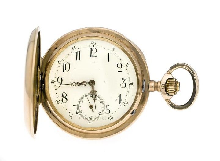 Spring cover pocket watch, 585 gold, lever movement...