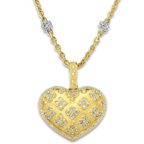 Stambolian Yellow Gold and Diamond Heart Pendant