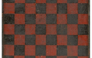 PAINTED WOODEN GAME BOARD 19th Century Red and...