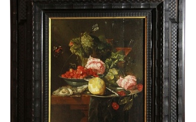 Still life of fruit upon a serving table, oil on panel, poss...