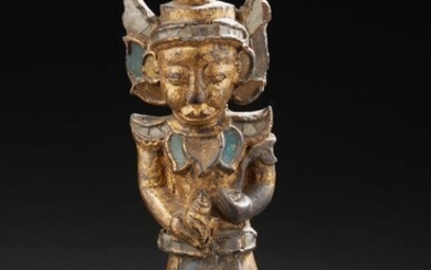 THAILANDE - Figurine en bois sculpté doré... - Lot 55 - Delon - Hoebanx