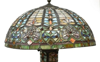 TIFFANY STYLE LEADED & STAINED GLASS FLOOR LAMP