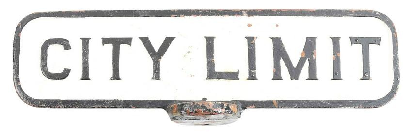 TWO-SIDED CAST IRON POLE TOP SIGN.