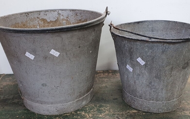 TWO VARIOUS GALVANIZED BUCKETS