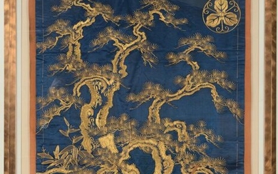 Textile panel. Japan. 19th century. Fukusa. Dark blue