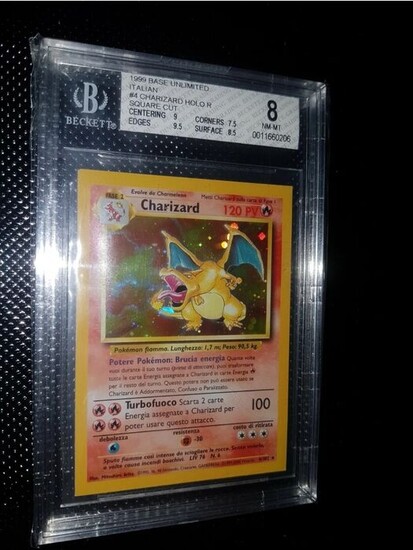 The Pokémon Company - Pokémon - Trading card BGS 8 SQUARE CUT Charizard holo - set base - italiano1999 error 4/102 pokemon