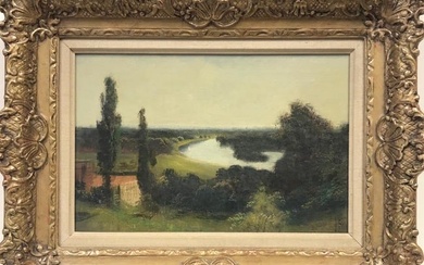 The River Thames at Richmond, Fine Victorian Oil Painting Impressive Gilt Frame 19th century