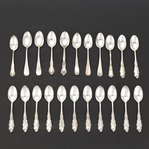 Thirteen Gorham Sterling Silver Teaspoons, "Luxembourg" Pattern, and Nine Sterling Teaspoons by Different Makers