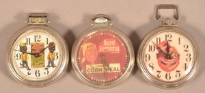 Three Black Americana Pocket Watches.