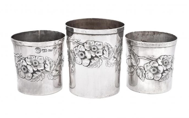 Three Italian silver coloured beakers by Brandimarte