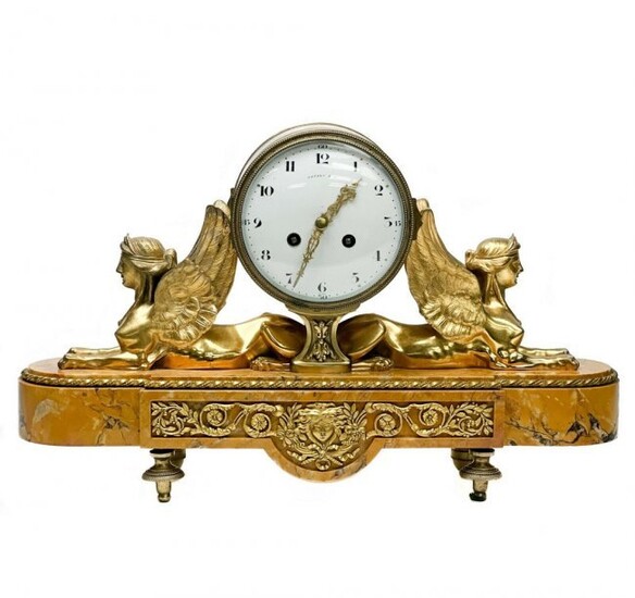 Tiffany & Co. French Marble & Gilt Bronze Mantel Clock
