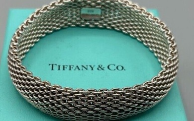 Tiffany & Co Sterling Silver Somerset Mesh Weave Bracelet With Box