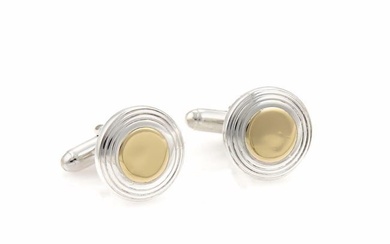Tiffany & Co. Vintage 925 Sterling 18k Yellow Gold Round Button Cufflinks