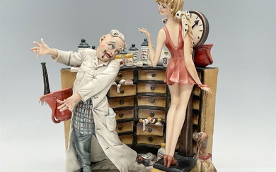 Tiziano Galli Porcelain Figural Scene, Farmacista Dispettoso