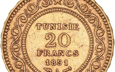 Tunisia (French protectorate). 20 Francs 1891-A