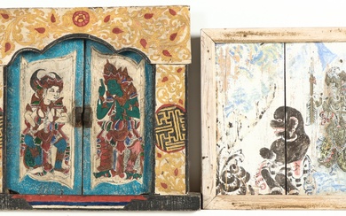 Two Balinese painted carvings. (2)