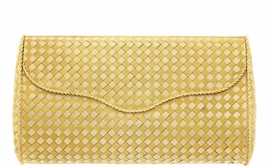Two-Color Gold Basketweave Clutch Purse