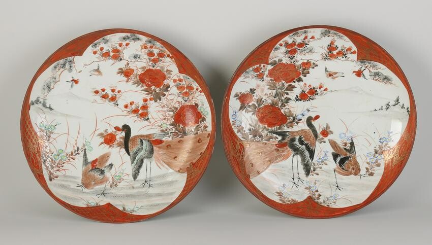 Two Japanese Kutani plates Ã˜ 30.7 cm.