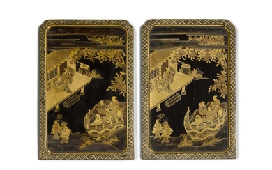 Two Japanese lacquer panels, Edo Period, 19th century