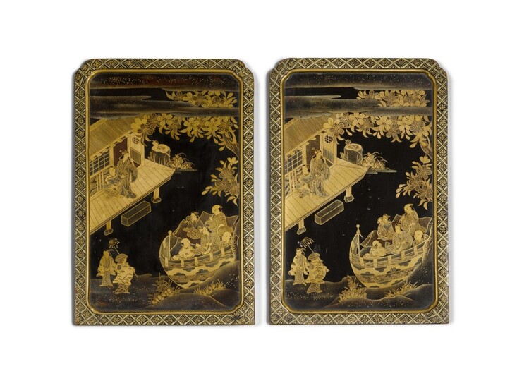 Two Japanese lacquer panels, Edo Period, 19th century