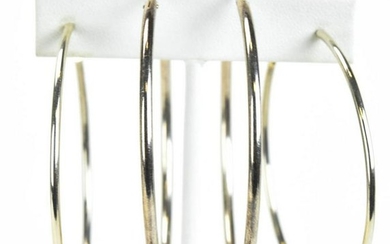 Two Pairs of Large Sterling Silver Hoop Earrings