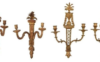 Two Pairs of Louis XVI Style Gilt Wood Sconces